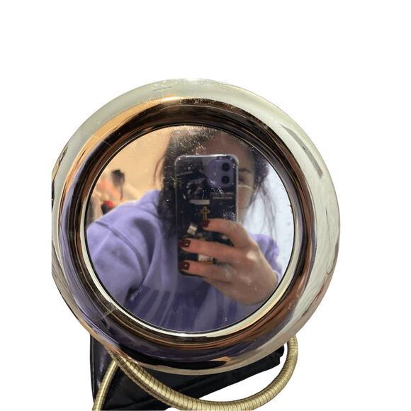 Vintage 70's Stand Up Brass Wire Vanity Double Sided Mirror With Leather Case - Picture 2 of 6